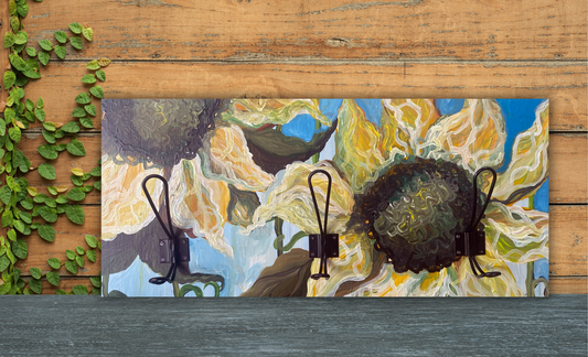 Sunflowers and Blue Skies Hat Rack