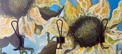 Sunflowers and Blue Skies Hat Rack